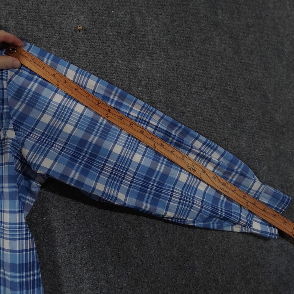 Ralph Lauren Shirt Mens Big 2X Blue Plaid Long Sleeve Button-Up Cotton - Picture 8 of 10